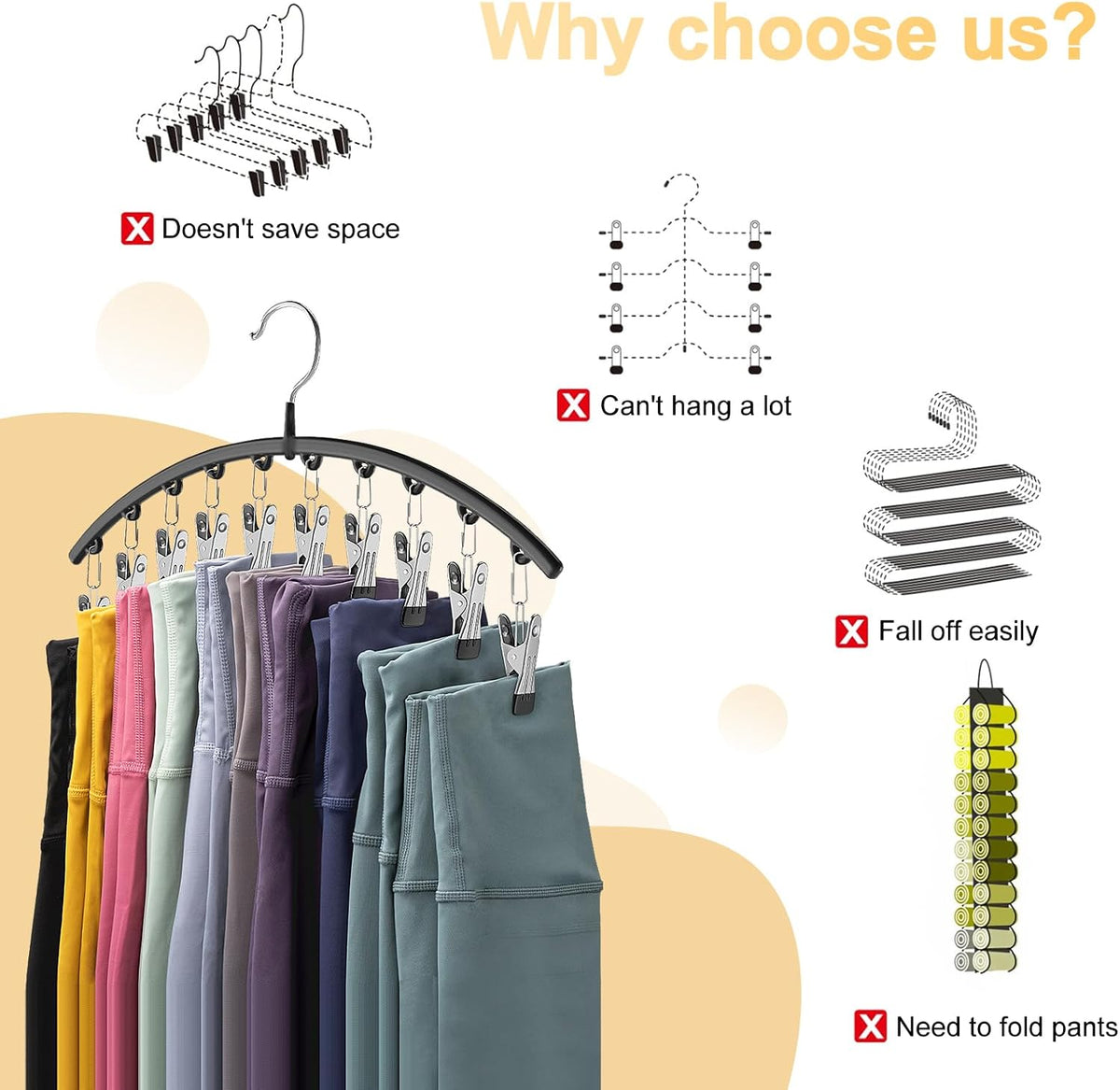2-Pack Metal Legging Organizer Hangers - product photograph 2