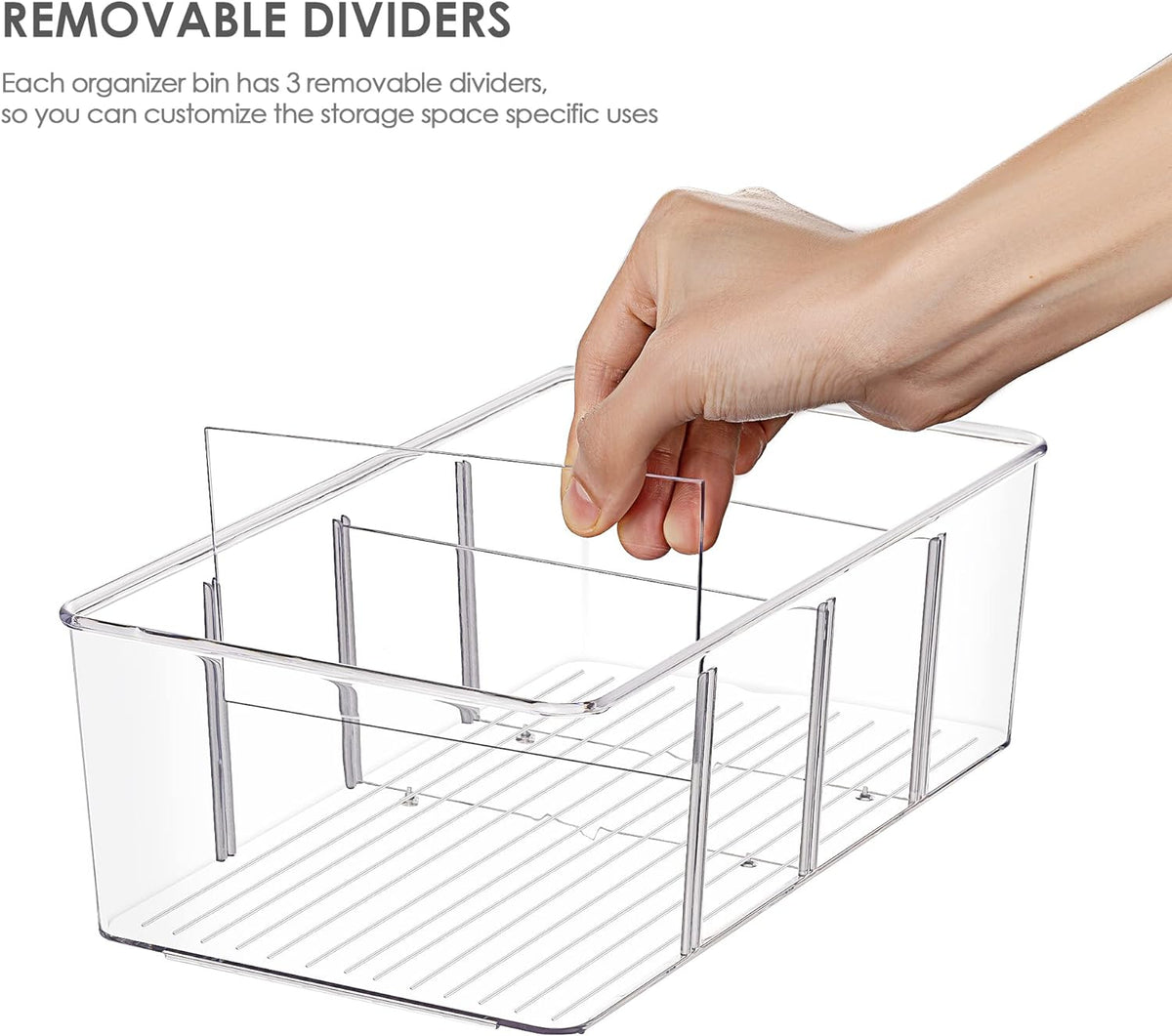 4-Compartment Food Storage Organizer Bins - 8 Pack - product photograph 2