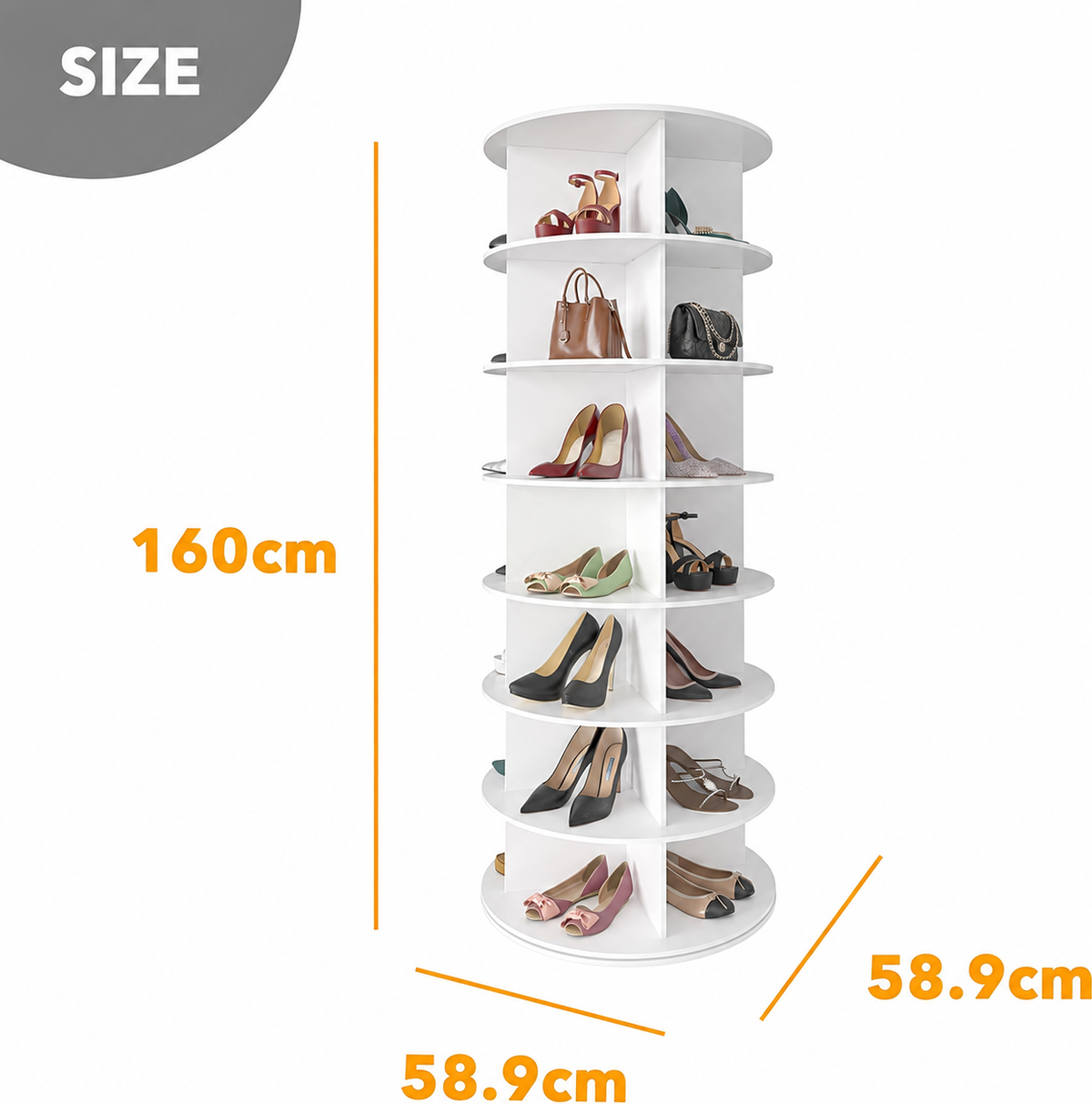 7-Tier Rotating Shoe Rack Tower - product photograph 3