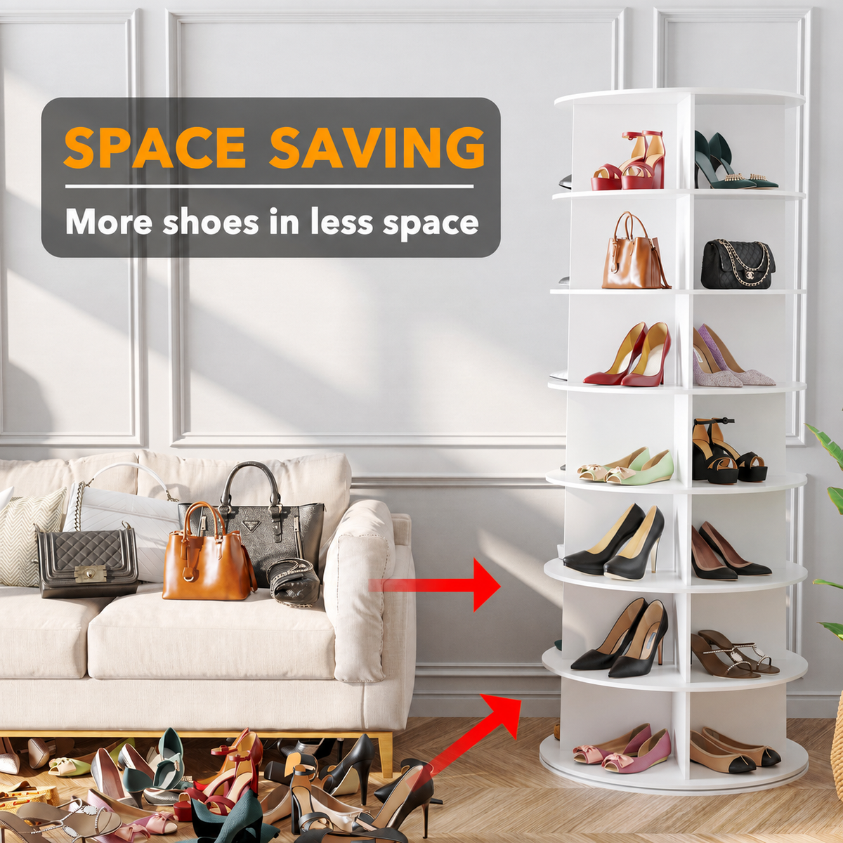 7-Tier Rotating Shoe Rack Tower - product photograph 4