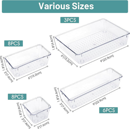 25-Piece Clear Drawer Organizer Bin Set - product photograph 2