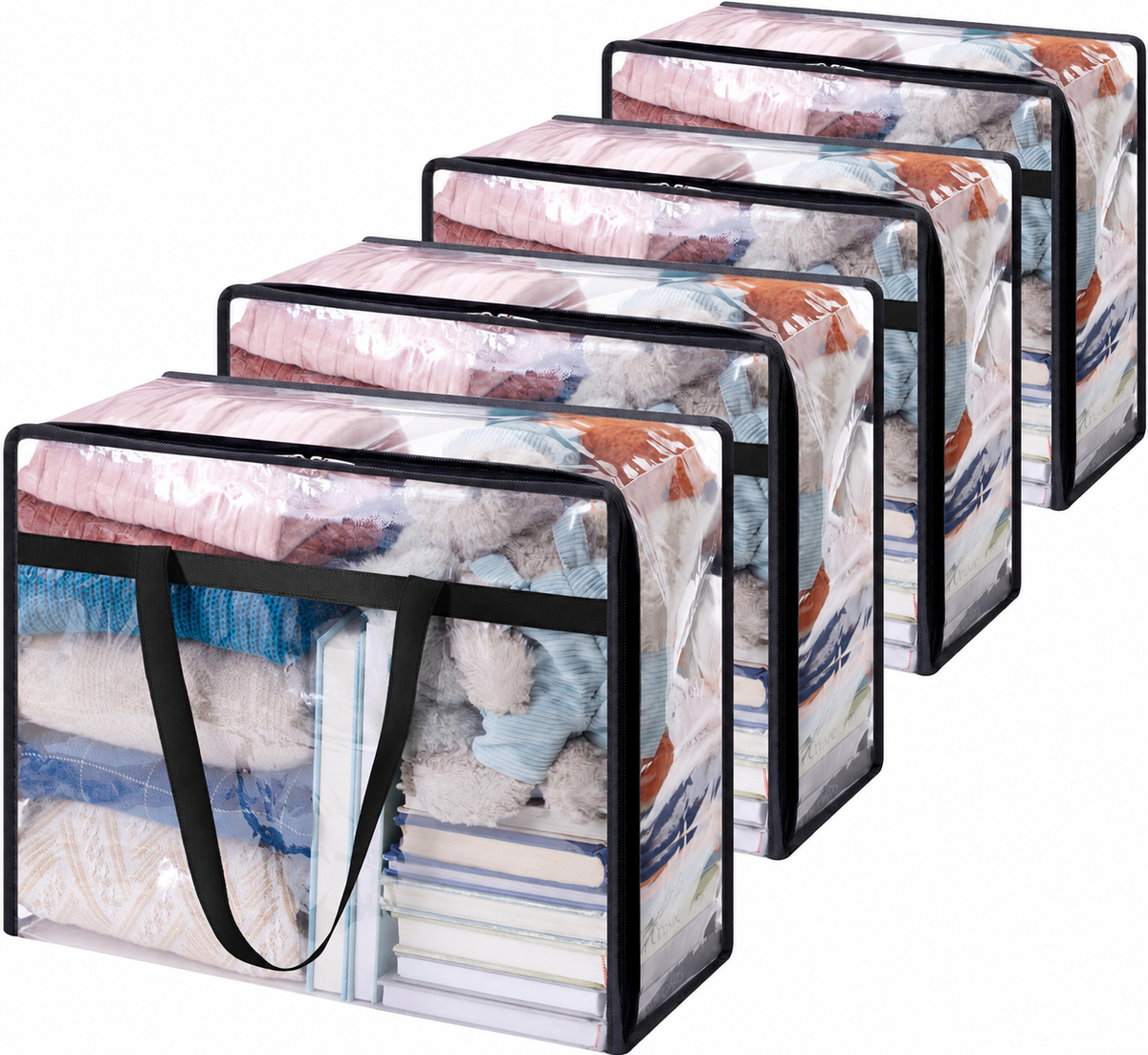 Clear Foldable Clothes Storage Bags - 4 Pack - product photograph 1