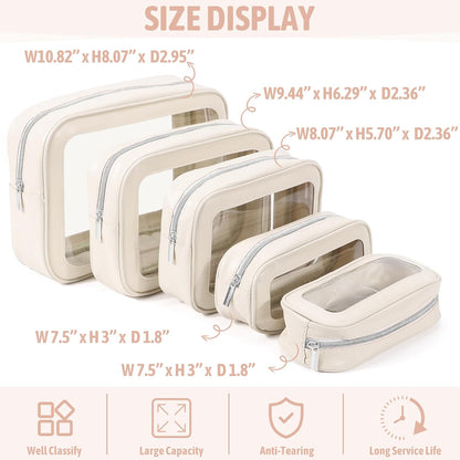 Clear Waterproof Travel Organizer Pouches - 5 Piece Set - product photograph 2