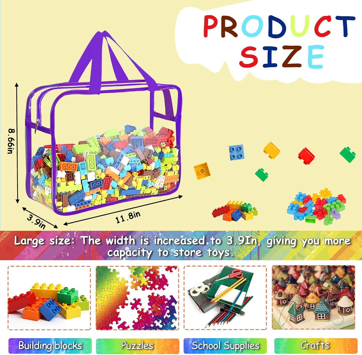 Color Large Toy Storage Bags with Labels - 6 Pack - product photograph 2