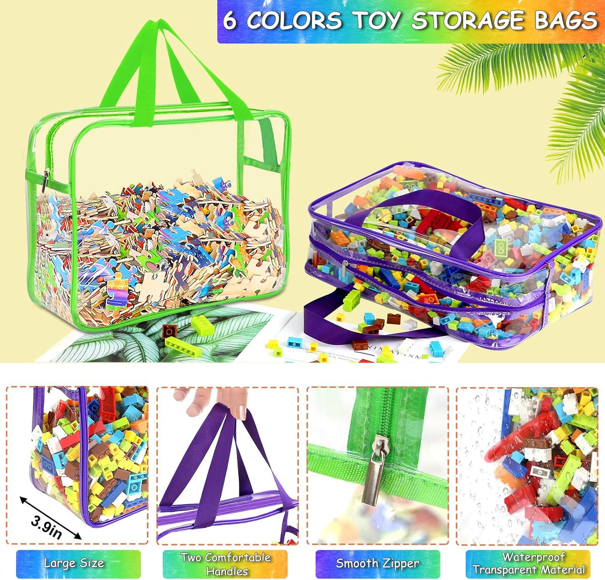Color Large Toy Storage Bags with Labels - 6 Pack - product photograph 3