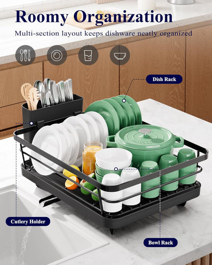 Compact Dish Drying Rack with Cutlery Holder - product photograph 2