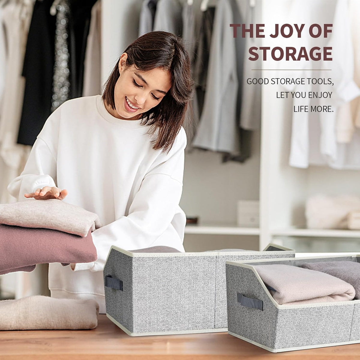 Fabric Trapezoid Closet Storage Bins - 6 Pack - product photograph 4