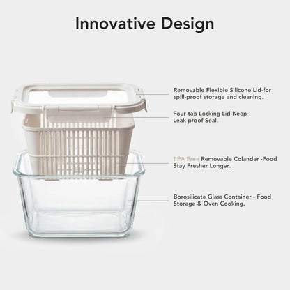 Glass Produce Storage Containers - 2 Pack - product photograph 3