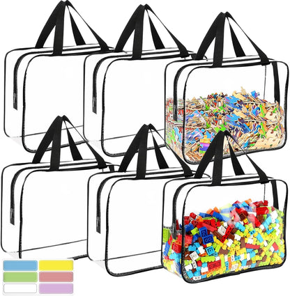 Large Clear Toy Storage Bags with Labels - 6 Pack - product photograph 1