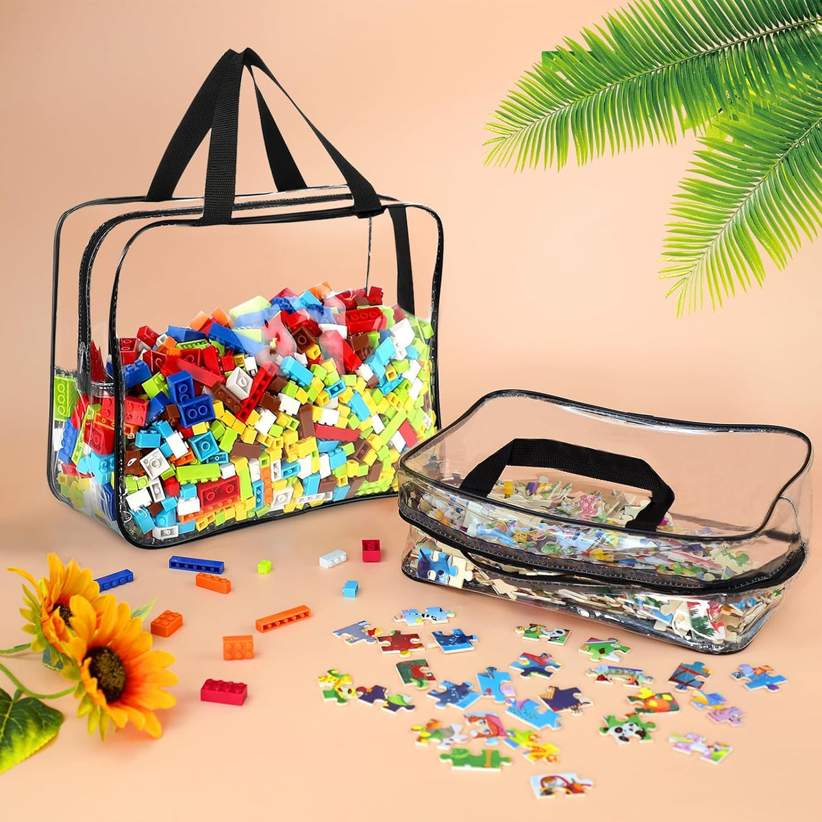 Large Clear Toy Storage Bags with Labels - 6 Pack - product photograph 4