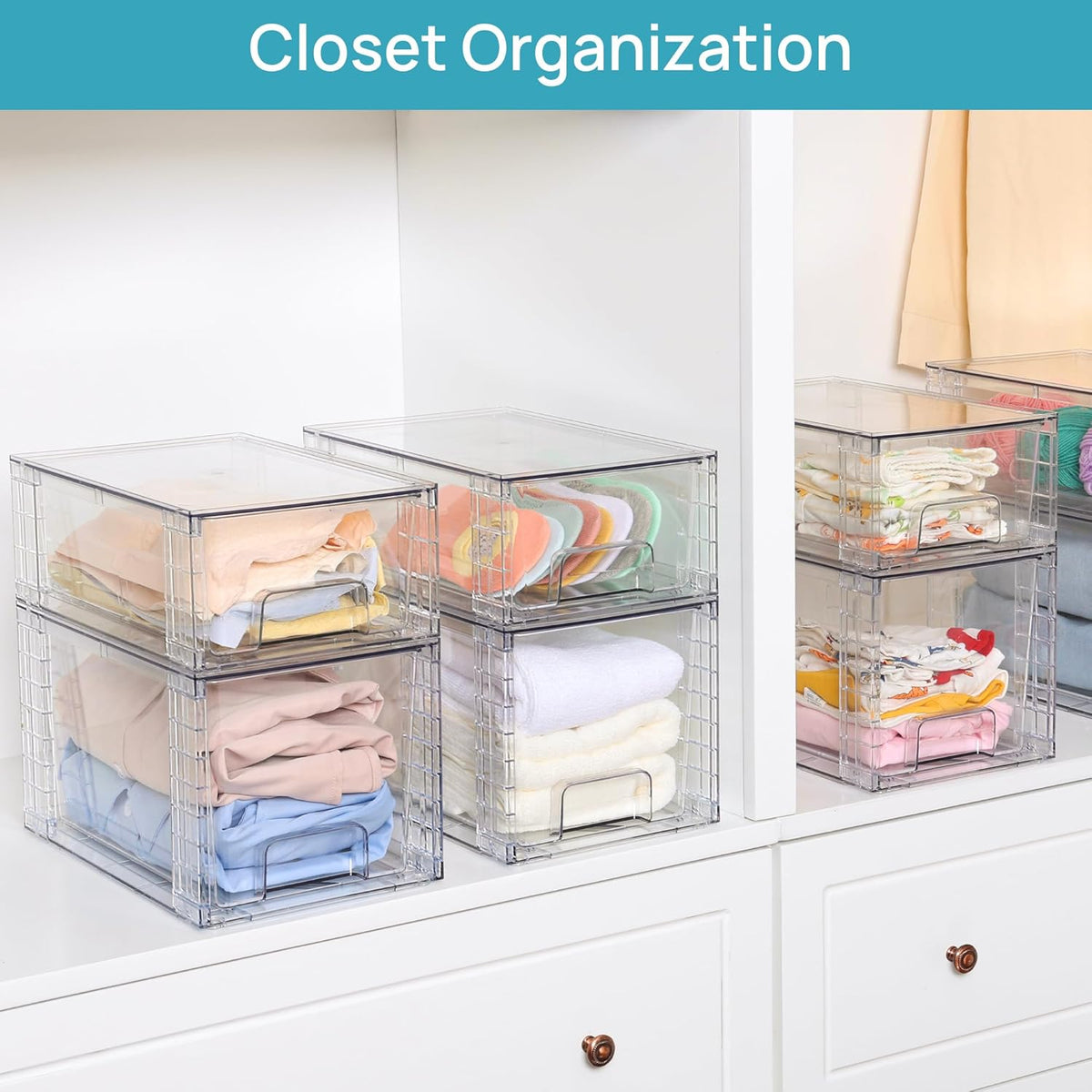 Large Stackable Storage Drawers - 4 Pack - product photograph 4