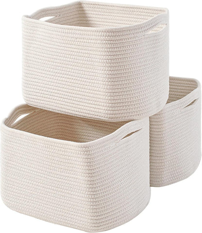 Woven Cotton Rope Storage Baskets - 3 Pack - product photograph 1